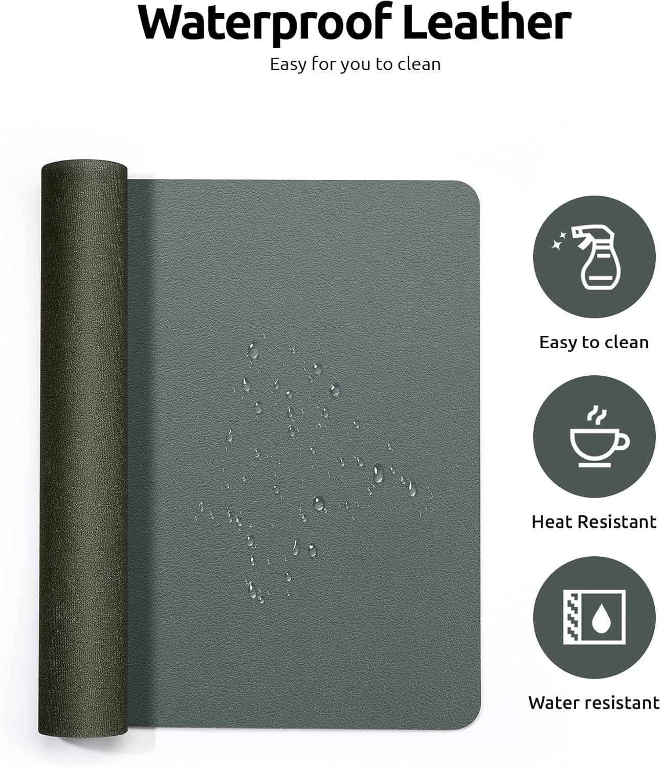 YSAGi Leather Desk Protector, Office Mat, Large Mouse Mat, Non-Slip PU Leather Blotter, Laptop Desk, Waterproof Writing Pad for Office and Home (Dark Green, 31.5" x 15.8")
