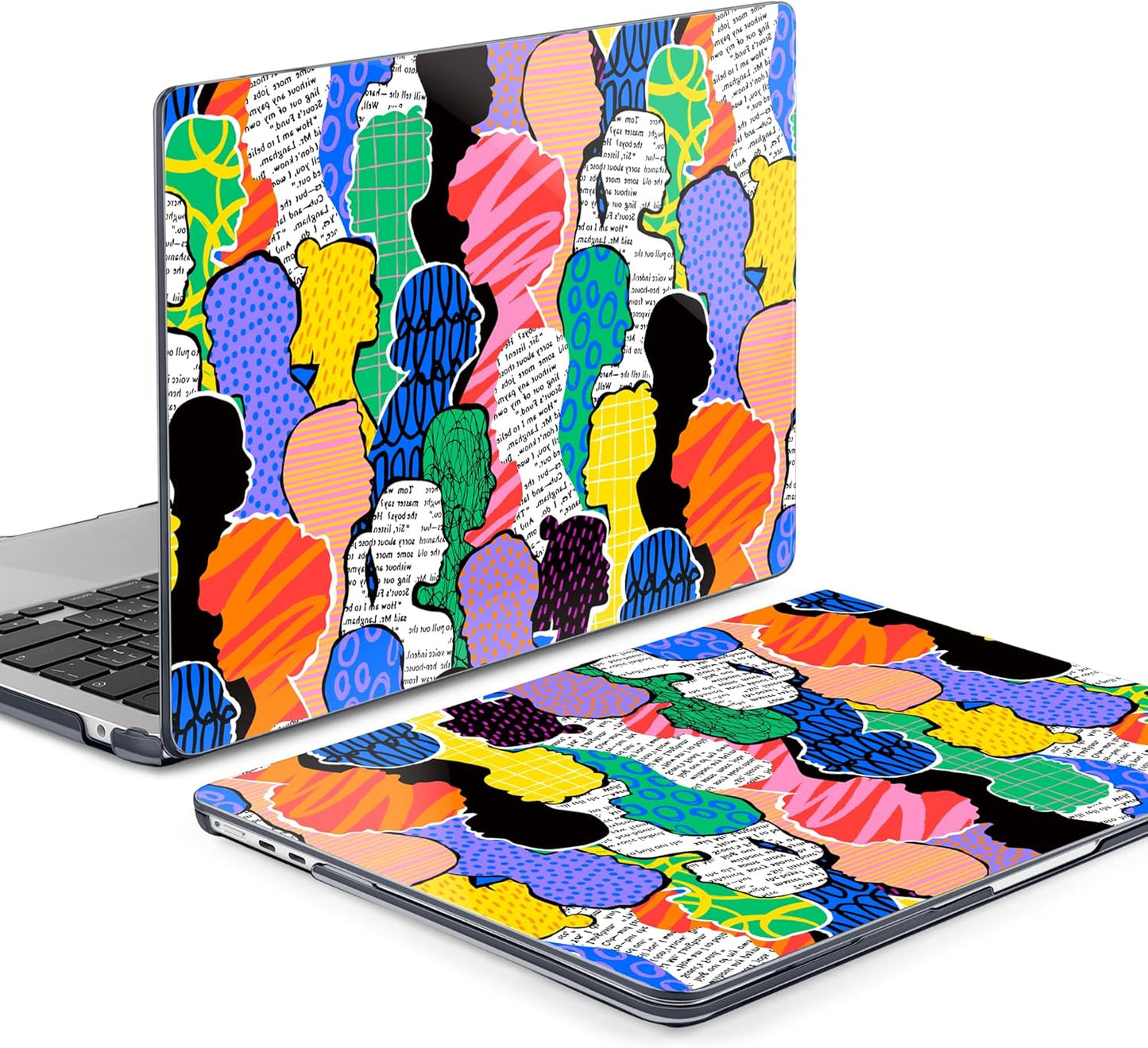 MEEgoodo Case for MacBook Air M4/M3/M2 13.6 inch 2025 2024 2022, Fit Model A3240 A3113 A2681,Compatible with MacBook Air 13 inch, Laptop Hard Shell Case with Keyboard Cover,Diverse People Abstract Art