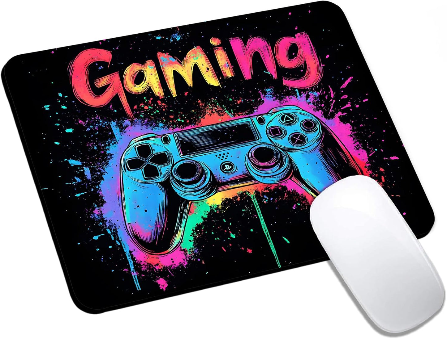 Mouse Pad, Cute Gaming Controller Mouse Pads for Desk, 9.5" x 7.9" Non-Slip Rubber Base Computer Mousepad with Women, Portable Square Design for Wireless Mouse and Pad Laptop Office & Travel