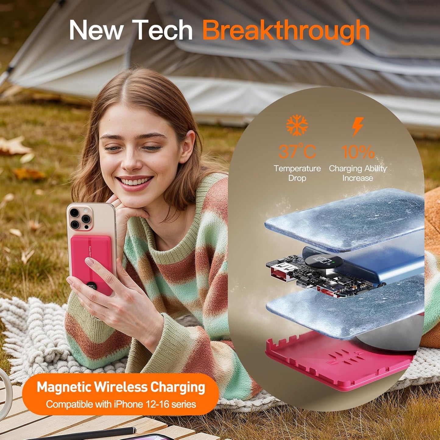 Magnetic Portable Charger, 16800mAh Wireless Power Bank, with 20W USB-C Fast Charging and LED Digital Display Magnetic Battery Pack, Compatible with iPhone 16/15/14/13/12 Full Series (2025)