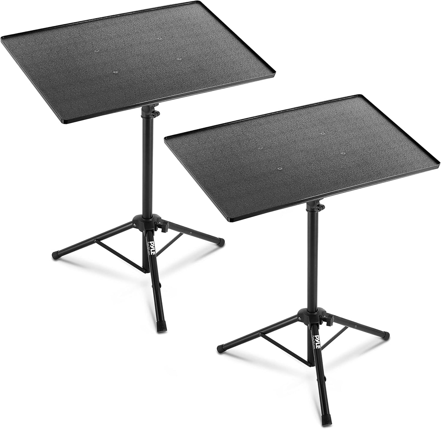Pyle Universal Laptop Projector Tripod Stand - 2 Pcs Computer, Book, DJ Equipment Holder Mount Height Adjustable Up to 50 Inches w/ 20'' x 16'' Plate Size - Perfect for Stage or Studio Use PLPTS3X2