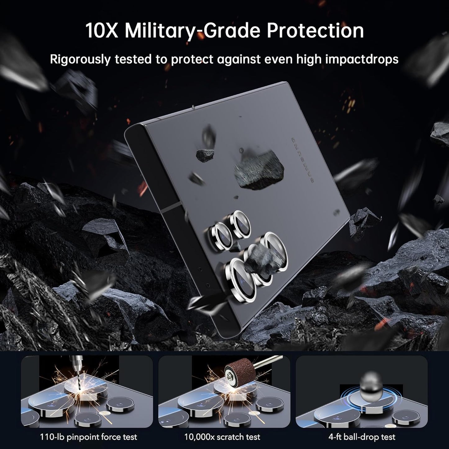 For Samsung Galaxy S23 Ultra Camera Lens Protector, Individual Lens Protector, Ultra HD 9H Tempered Glass Screen Protective Cover, Anti-scratch, Military Grade Drop Protection 2 Set. (Titanium Silver, S23 Ultra)