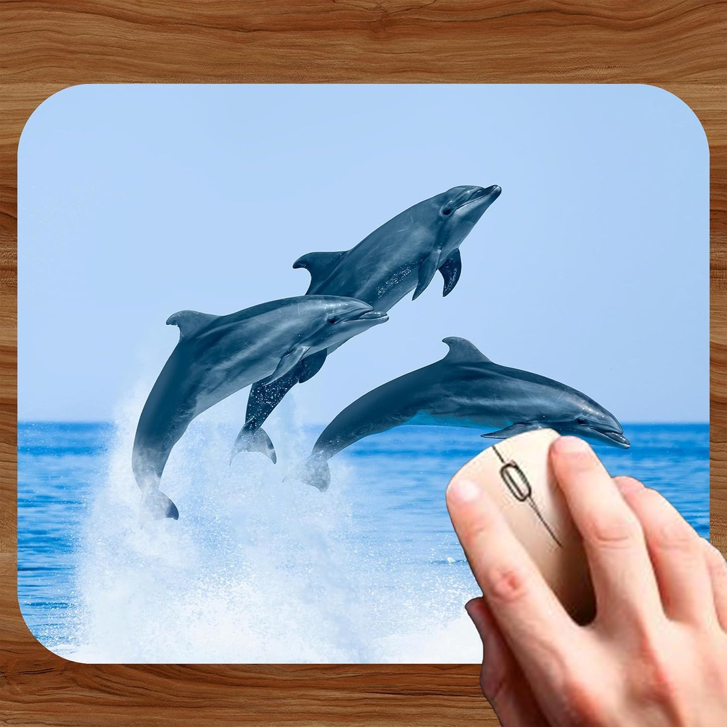 Coastal Shoreline Waves Sandy Beach Theme Mouse Pad Mat Mousepad for Desk Computer Laptop PC Gaming Home or Office Gift (Jumping MP19)