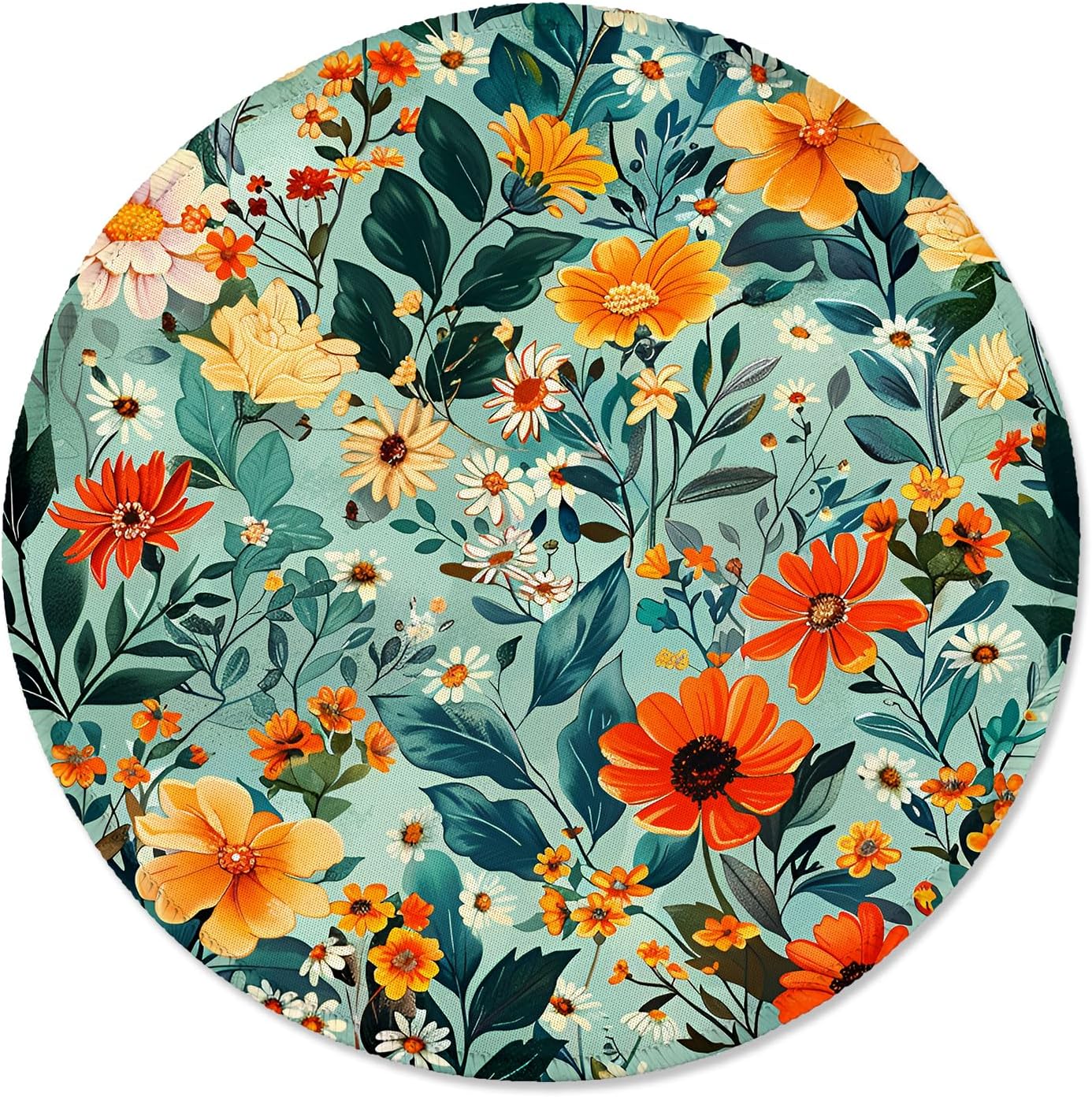 ITNRSIIET Round Mouse Pad with Stitched Edge Premium-Textured Waterproof Non-Slip Rubber Base Desktop Protection Mat Diameter 8.7 inches, Beautiful Flowers