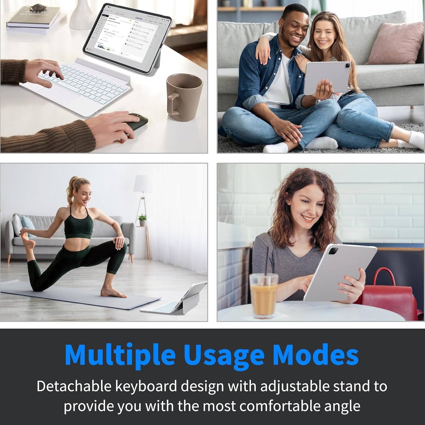 Keyboard Case for iPad 10th Generation (10.9" 2022) and iPad 11th (A16, 2025), Magnetic Detachable Wireless keyboard for ipad 10th generation with 7 Color Backlight, Multi-Touch Trackpad(White)