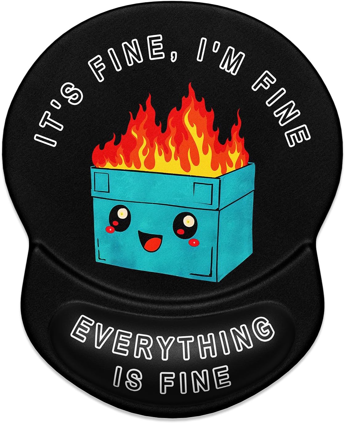 ITNRSIIET Ergonomic Mouse Pad with Gel Wrist Support Small Wrist Rest Smooth Surface Non-Slip PU Base Comfortable Office Supplies Pain Relief, 8.7 x 7.2 inches, Cute Dumpster