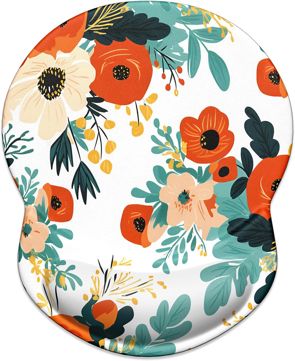 ITNRSIIET Ergonomic Mouse Pad with Gel Wrist Support Small Wrist Rest Smooth Surface Non-Slip PU Base Comfortable Office Supplies Pain Relief, 8.7 x 7.2 inches, Beautiful Flowers
