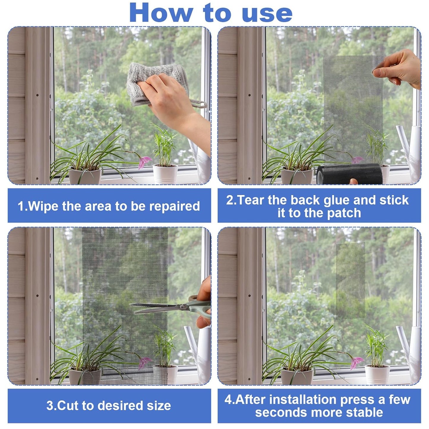 Extra Wide 5 inch x 20 ft Window Screen Tape Mesh Repair Strong Adhesive Waterproof Fiberglass Screen Repair Kit Patch for Window Door Tears Holes(Black)