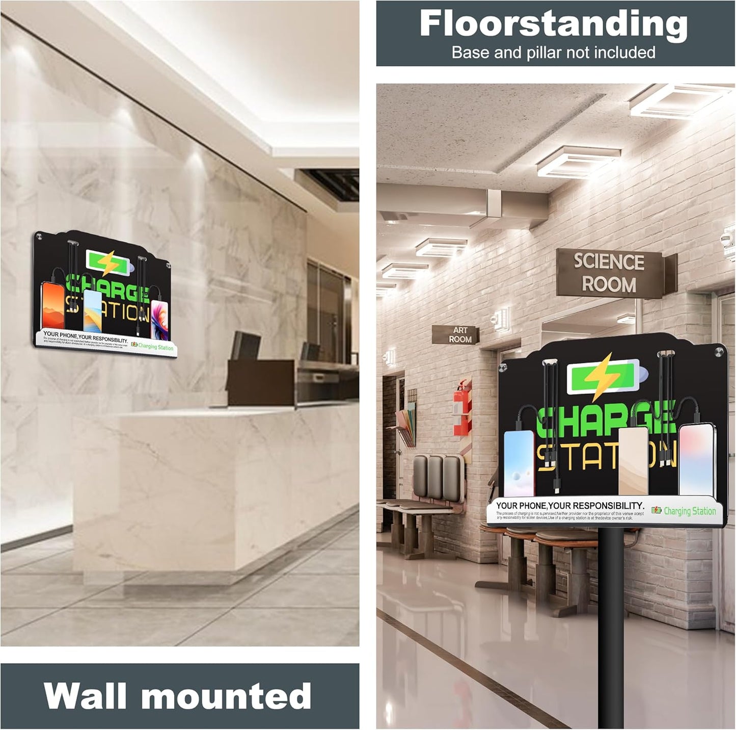 Wall Mount Charging Station with 8 Ports Phone Charger with Type-C,Android Port | Applicable for Applicable Airport Hospitals Banks Hotel and Public Places (Black)