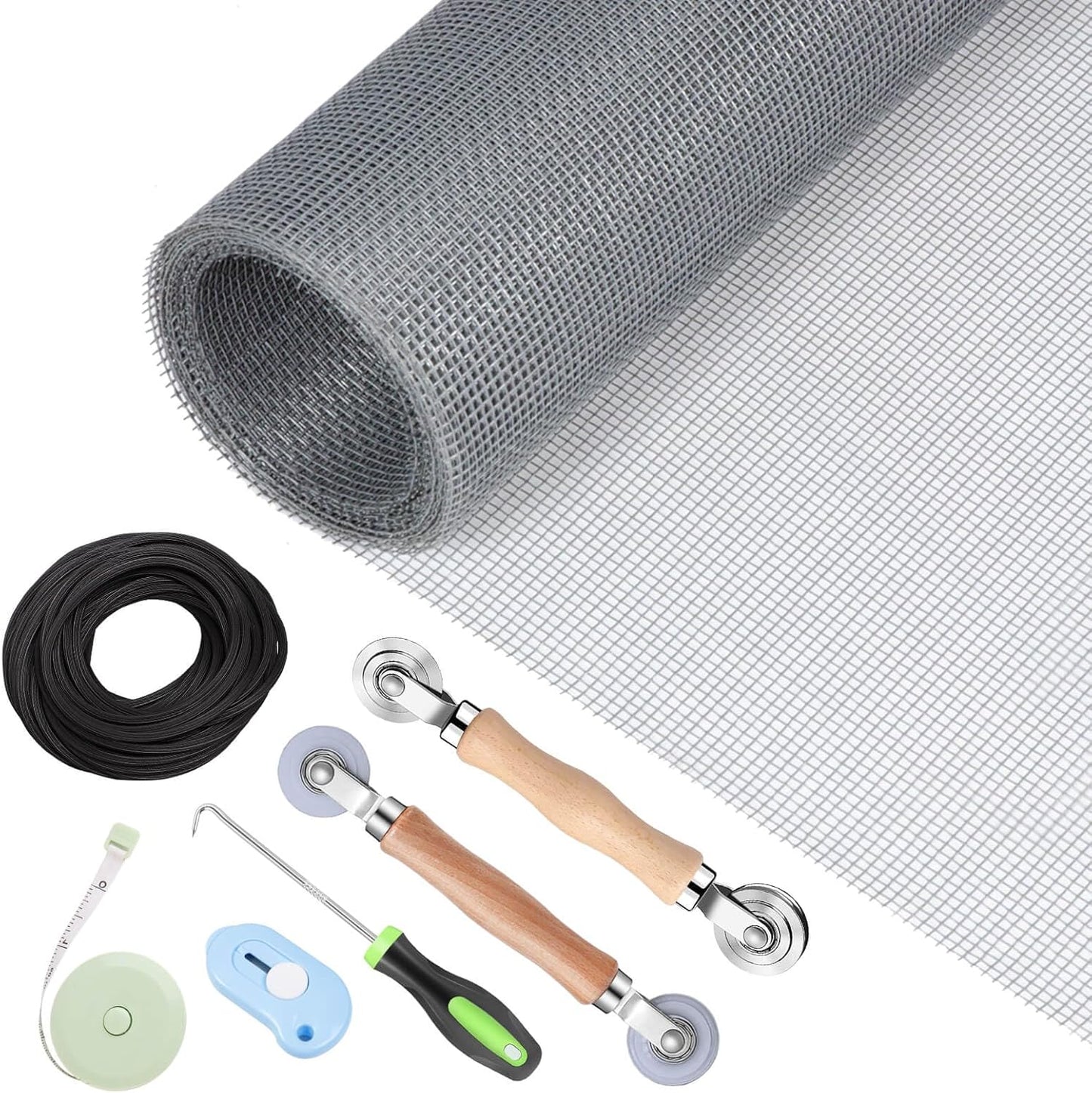 Window Screen Repair Kit - 59" x 106" Screen Door Replacement Fiberglass Screen Mesh with All Screen Tools for Sliding Door and Patio Screen Door Replacement, TOOLTRIZ