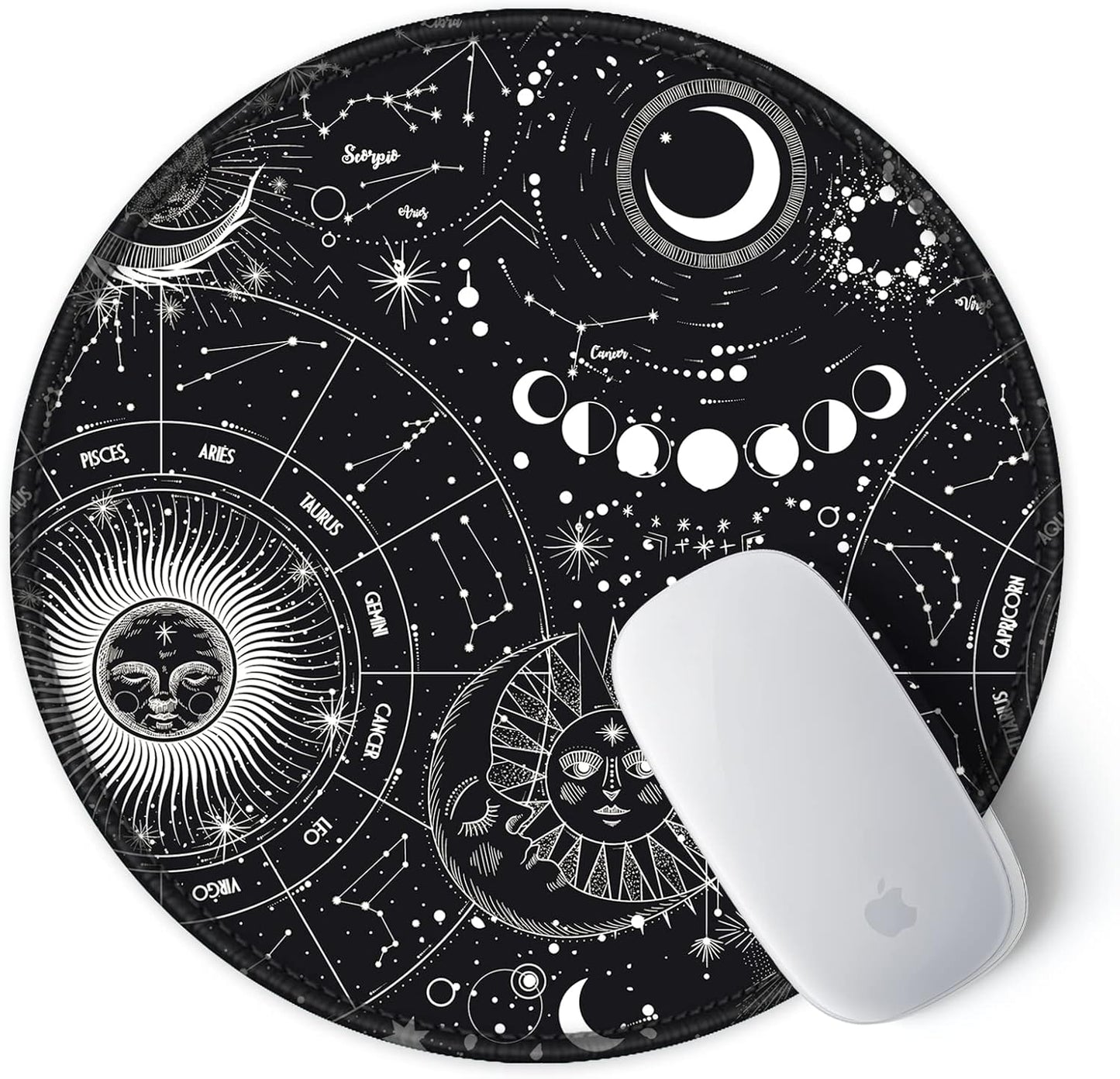 ITNRSIIET Round Mouse Pad with Stitched Edge Premium-Textured Waterproof Non-Slip Rubber Base Desktop Protection Mat Diameter 8.7 inches, Sky Spirit