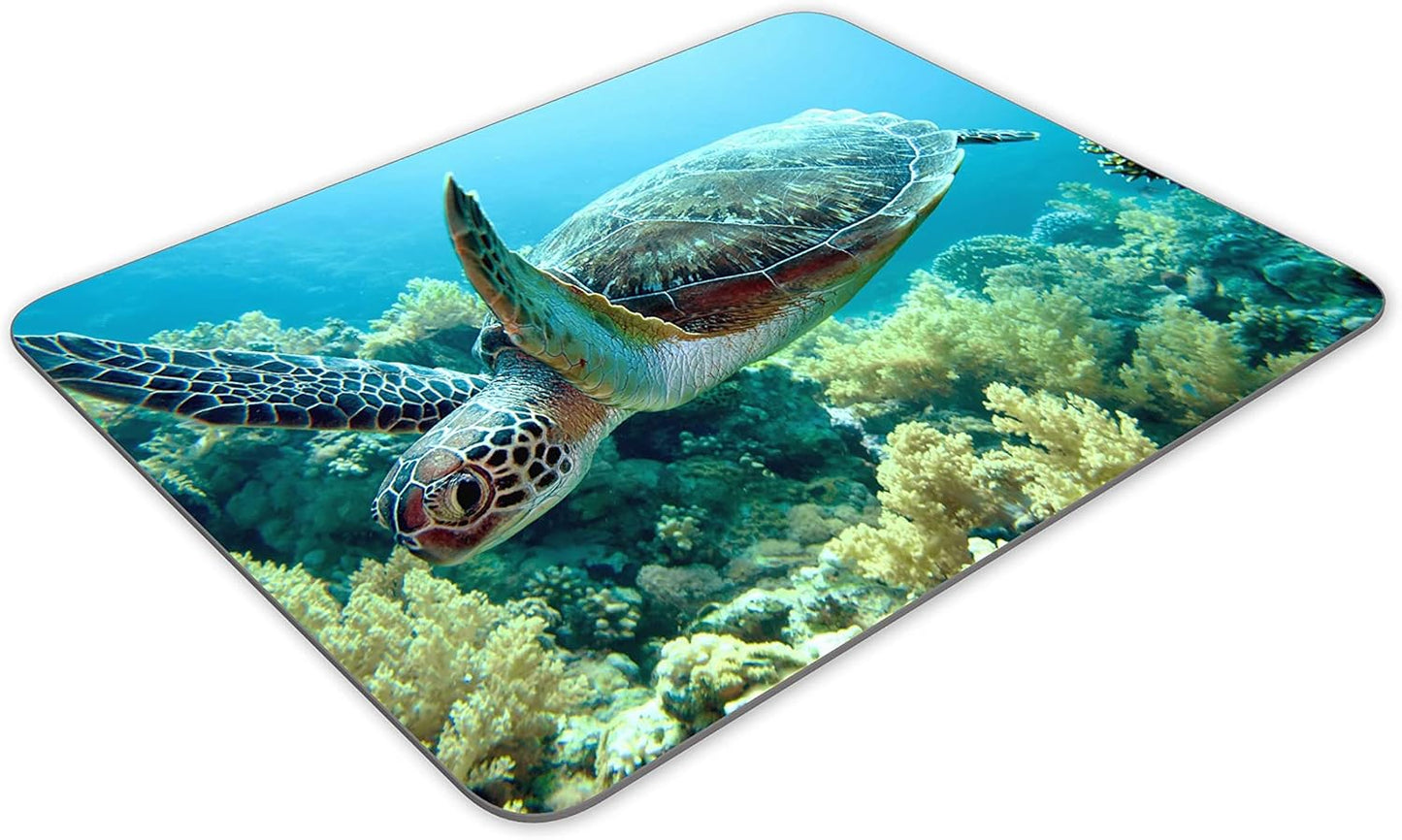 Green sea Turtle Mouse pad, Natural Rubber Mouse Pad, Quality Creative Wrist-Protected Wristbands Personalized Desk, Mouse Pad (9.5 inch x 7.9 inch)
