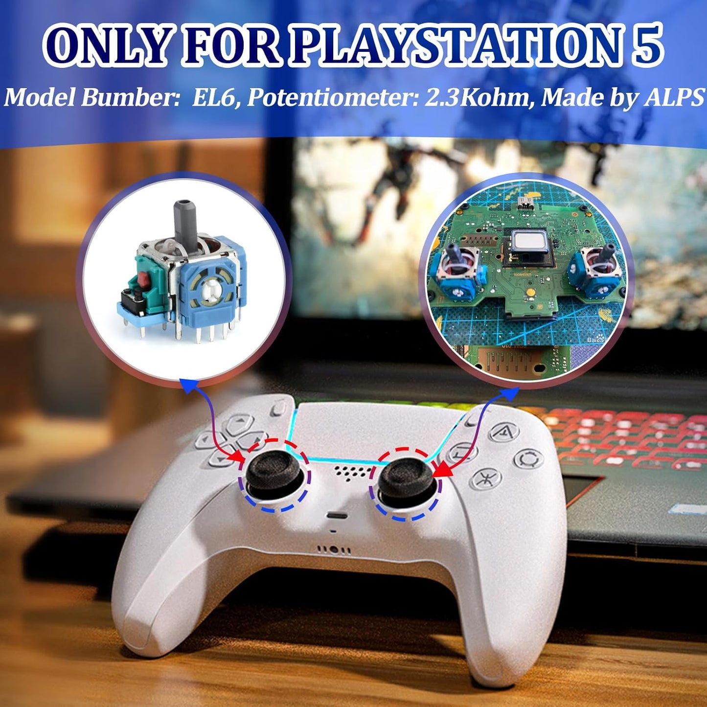 for 3D PS5 Joysticks Replacement for Sony PlayStation 5 PS5 Controller Joystick Replacement for PS5 Analog Stick Replacement for PS5 Thumbsticks Module Controller Replace Accessories (4PCS)