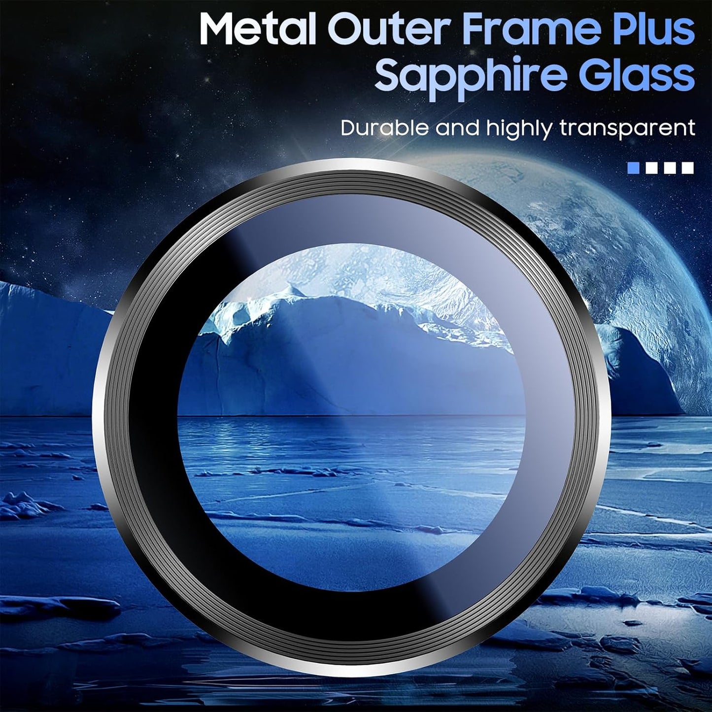 Uyiton Compatible with iPhone 16 / iPhone 16 Plus Camera Lens Protector - [Not Easy to Break][Strong Adsorption][Case-Friendly] Metal Tempered Glass Rear Camera Screen Cover - Black Titanium