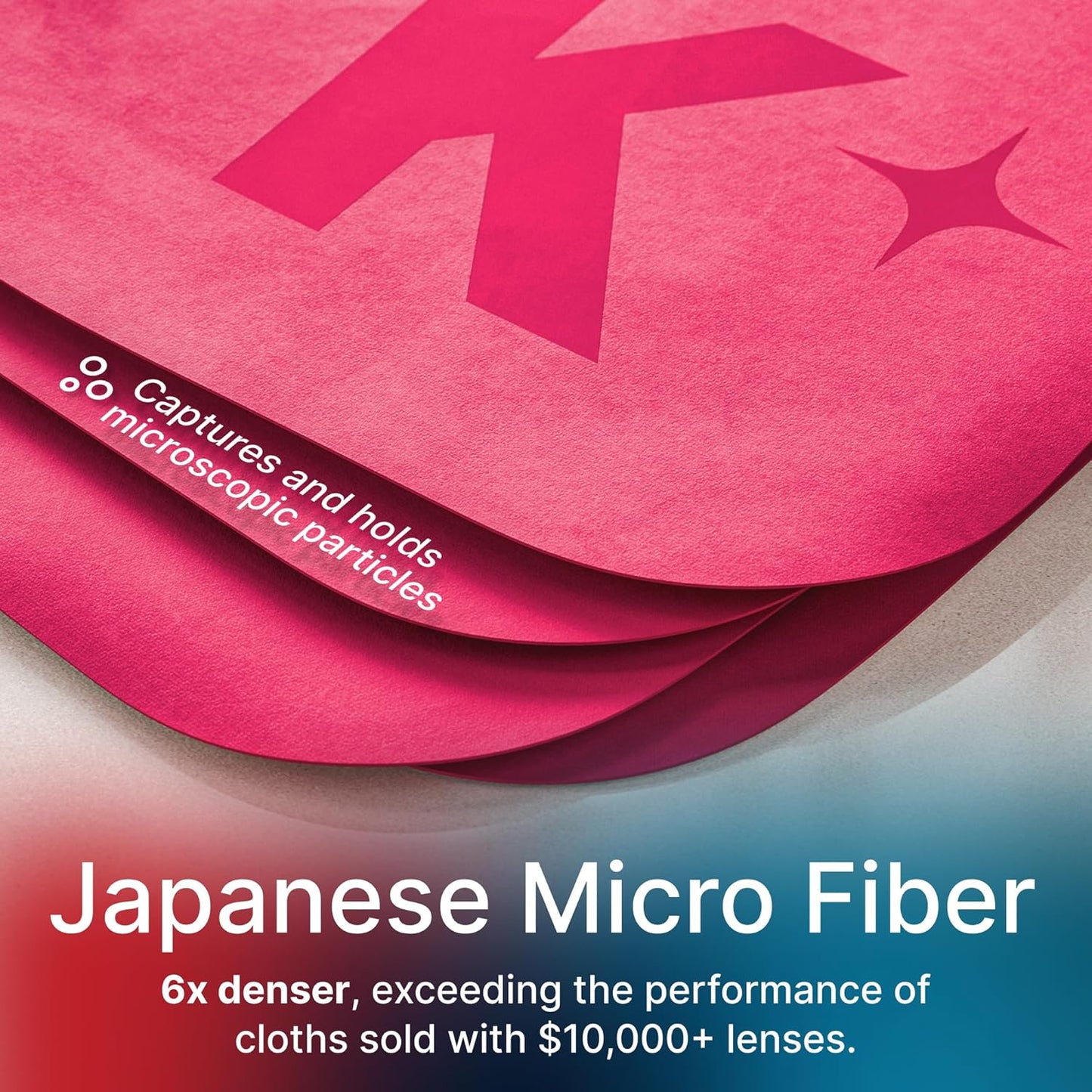 Koala Lens Cleaning Cloth | Japanese Microfiber | Glasses Cleaning Cloths | Eyeglass Lens Cleaner | Eyeglasses, Camera, VR/AR Headset, and Screen Cleaner | Pink & Orange (Pack of 2)