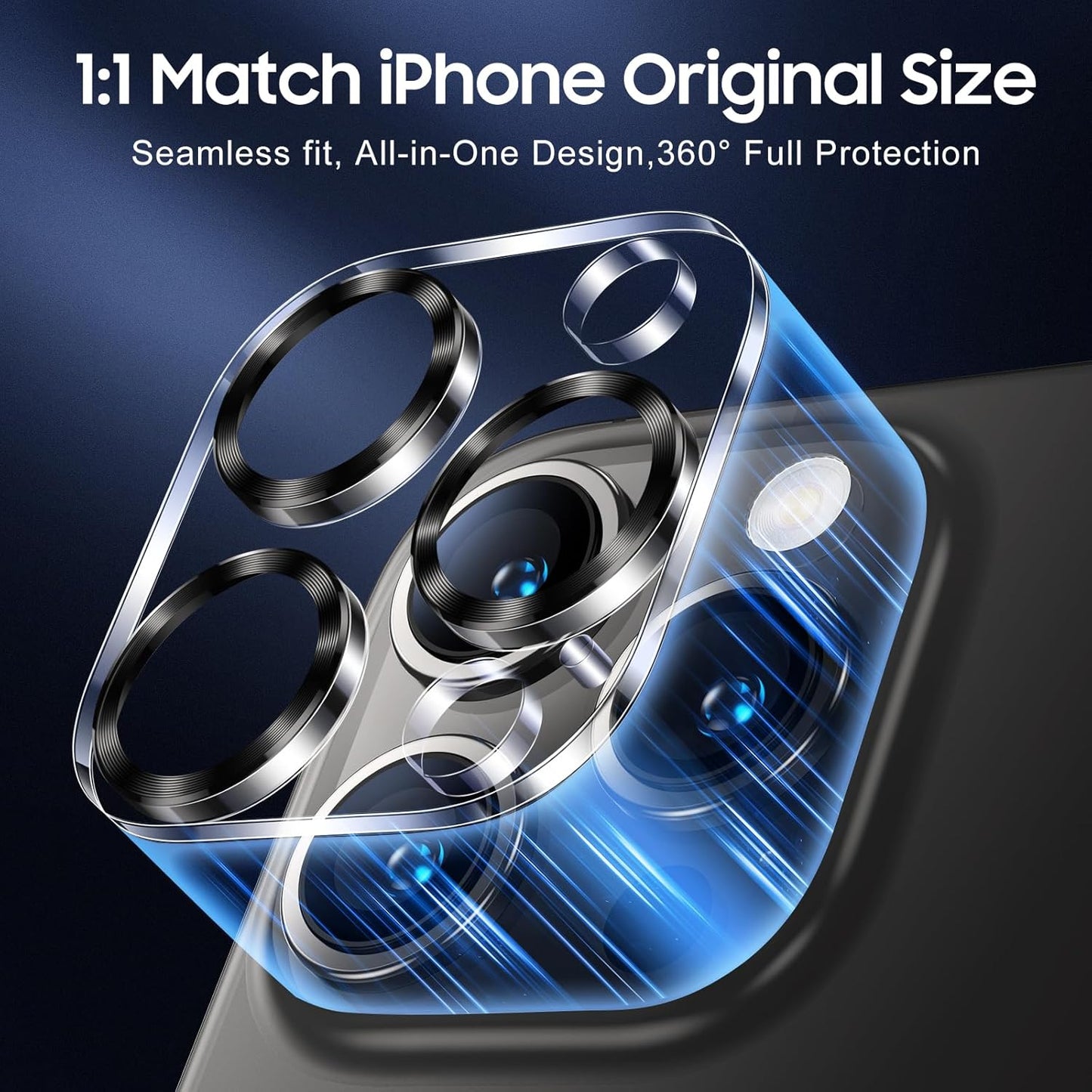 UniqueMe for 3 Pack iPhone 16 Pro/iPhone 16 Pro Max Camera Lens Protector - [Drop Protection] [Case Friendly] 9H Tempered Glass Camera Cover Screen [Update New Version] - Grey