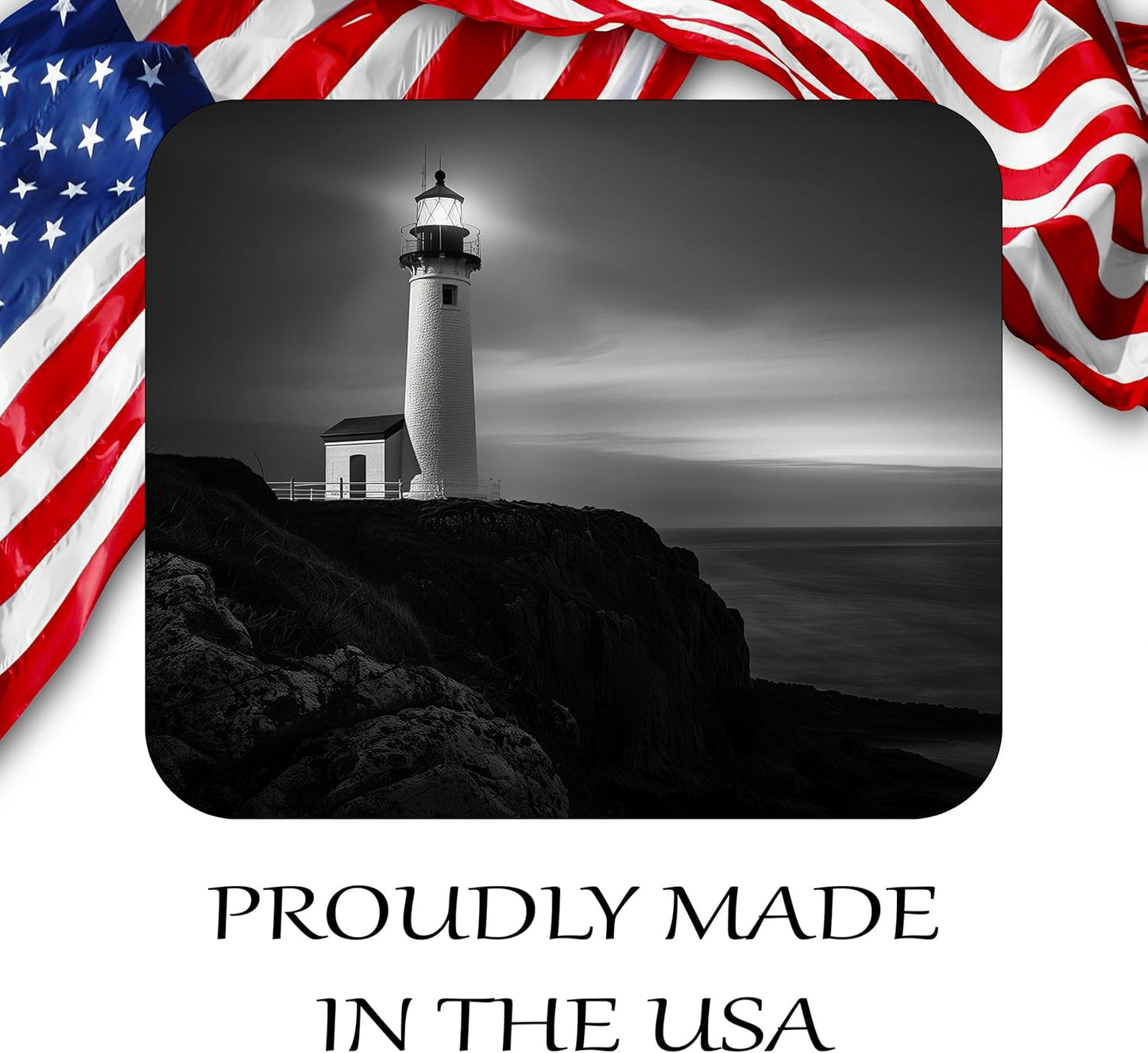 Coastal Shoreline Waves Sandy Beach Theme Mouse Pad Mat Mousepad for Desk Computer Laptop PC Gaming Home or Office Gift (Lighthouse MP04)