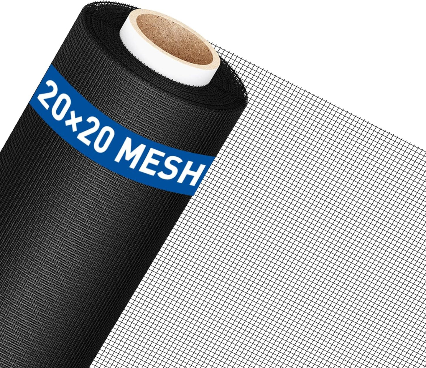 MAGZO Window Screen Replacement Mesh Roll, 37.4in × 16.4ft Upgraded 0.17mm WD High-Visibility Screen 20x20 Mesh for Porch Doors Repair Kit, Well-Ventilated Heavy Duty Woven for Garden, Patio