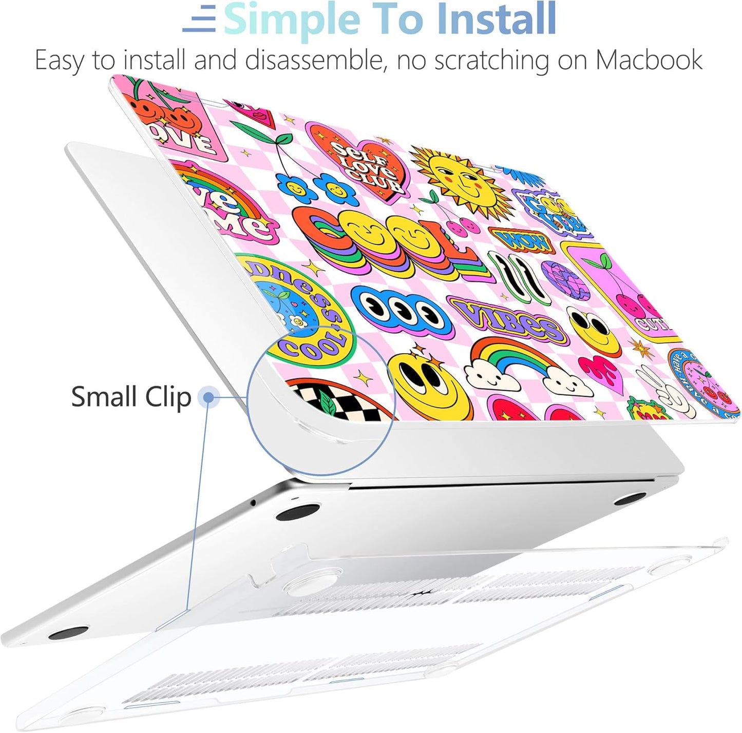 MEEgoodo Case for M4/M3/M2 MacBook Air 13.6 inch Case 2025 2024 2022, Fit Model A3240/A3113/A2681, Laptop Hard Shell with Keyboard Cover Compatible with MacBook Air 13 inch, Pattern Stickers