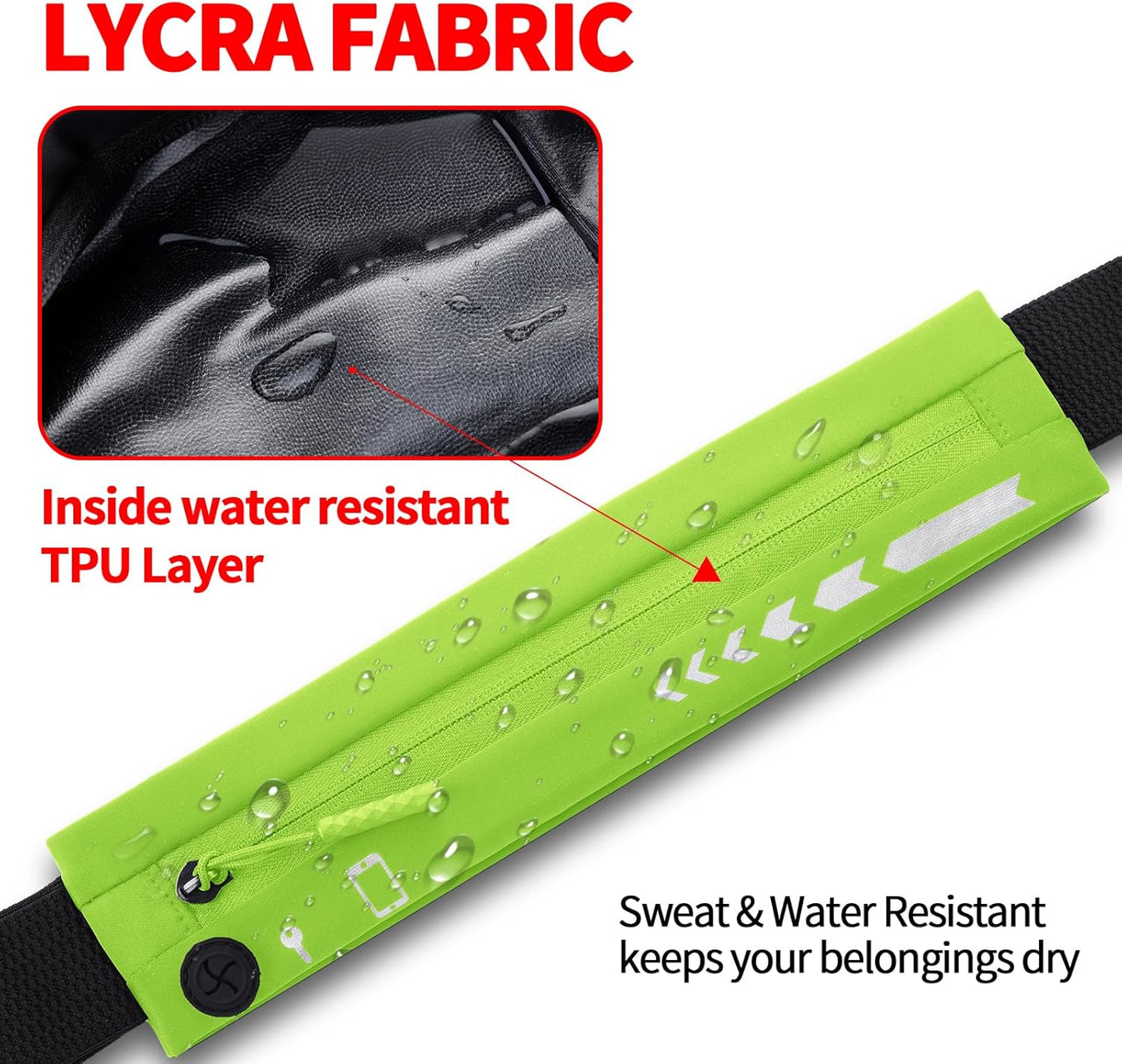 USHAKE Slim Running Belt for Women Men-Runners Phone Holder Fanny Pack, Adjustable, Bounce Free Waist Pouch bag for Workout, Money Belt, Run Gear Accessories Neo Green