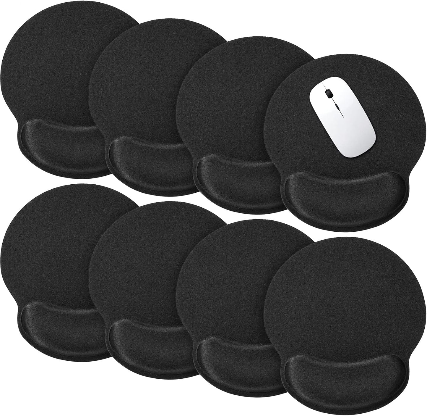Yunsailing 8 Pack Ergonomic Mouse Pad with Wrist Rest Support Gel Memory Foam Mouse Pad Comfortable Computer Mouse Pad for Laptop Pain Relief Mousepad for Laptop, Computer, Gaming (Solid Black Style)