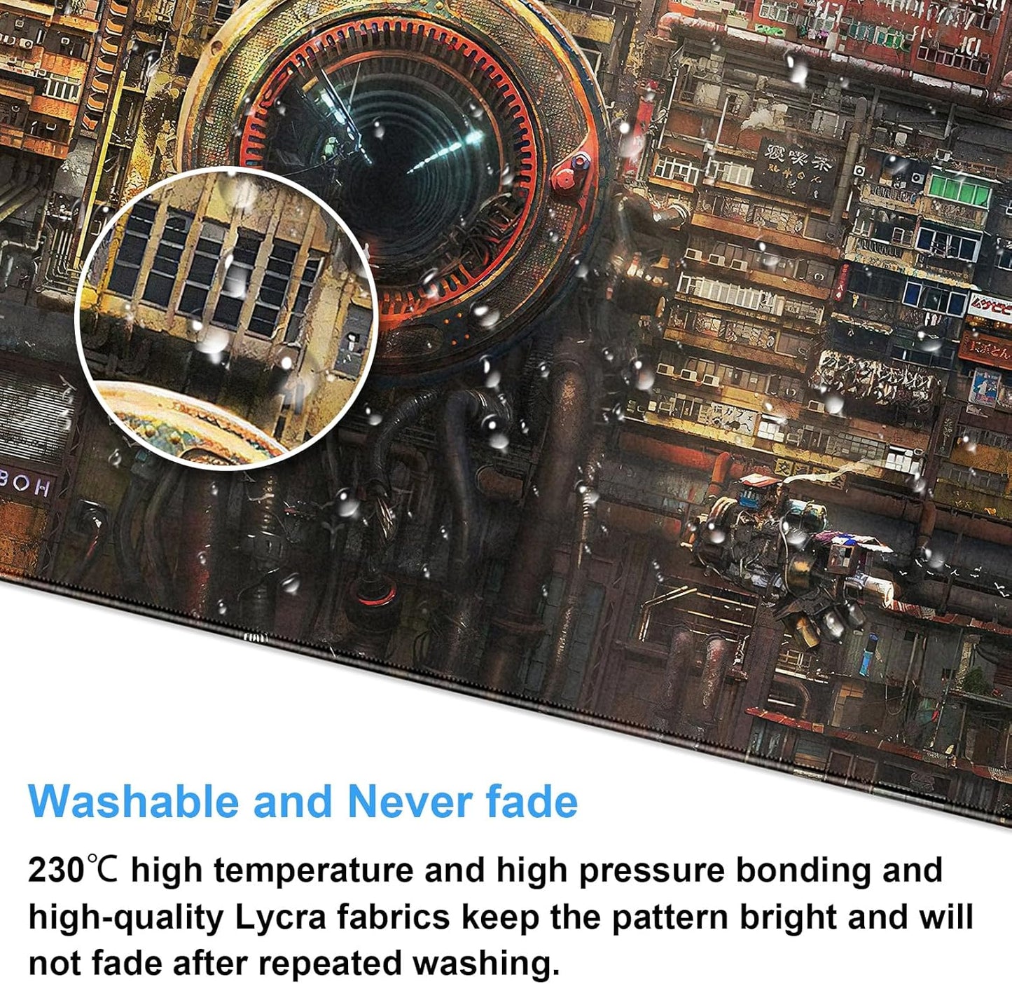 Futuristic Fantasy Mouse Pad, Cyberpunk Style Desk Mat, Extended XL Gaming Mouse Pads, Sci-Fi Computer Pad with Durable Stitched Edges, Non-Slip Washable Office Desktop Decorative Pad 31.5X15.7 Inch