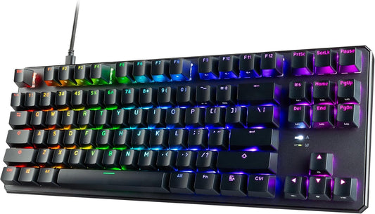 TECWARE Phantom+ 87 Key Mechanical Gaming Keyboard, RGB led, TKL 75% Keyboard, Thocky Sounding, Wraith Red Switch