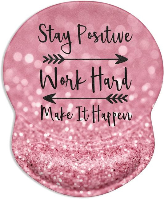 ITNRSIIET Ergonomic Mouse Pad with Gel Wrist Support Small Wrist Rest Smooth Surface Non-Slip PU Base Comfortable Office Supplies Pain Relief, 8.7 x 7.2 inches, Pretty Inspirational Quotes