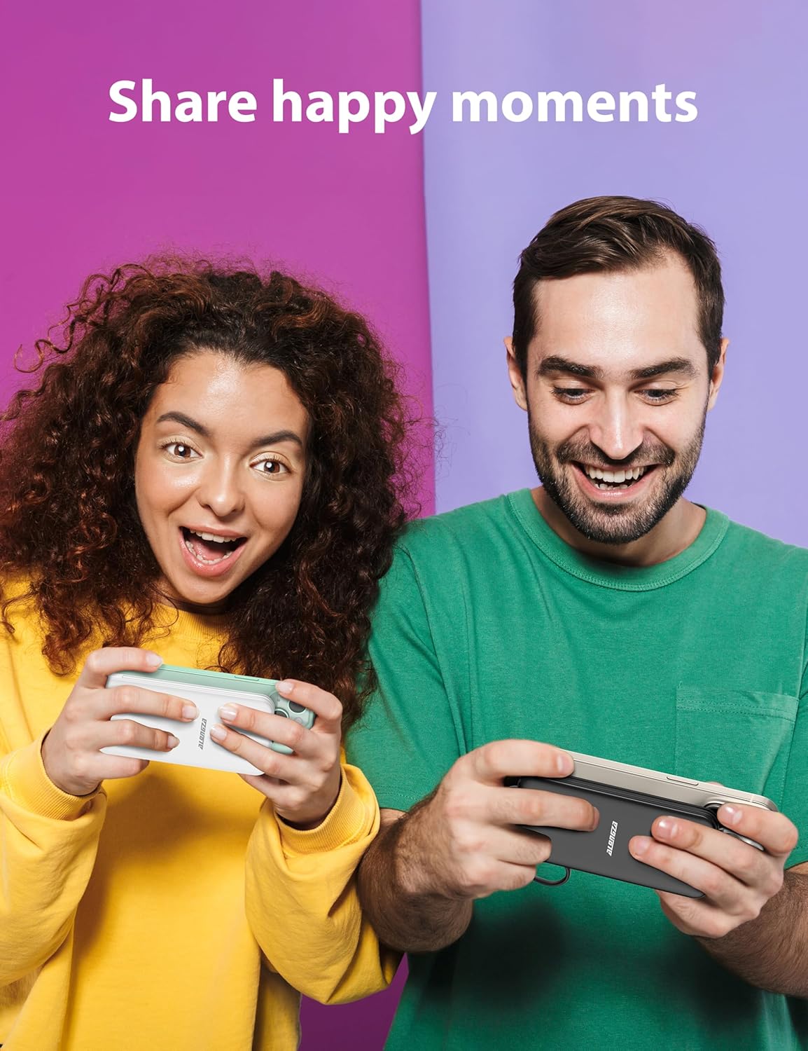 Alongza Portable Charger Built-in Cables and AC Wall Plug, Slim Fast Charging Power Bank 10000mAh, Lightweight USB C External Battery Pack Compact Travel Cell Phone Charger, 2 Pack Black & White