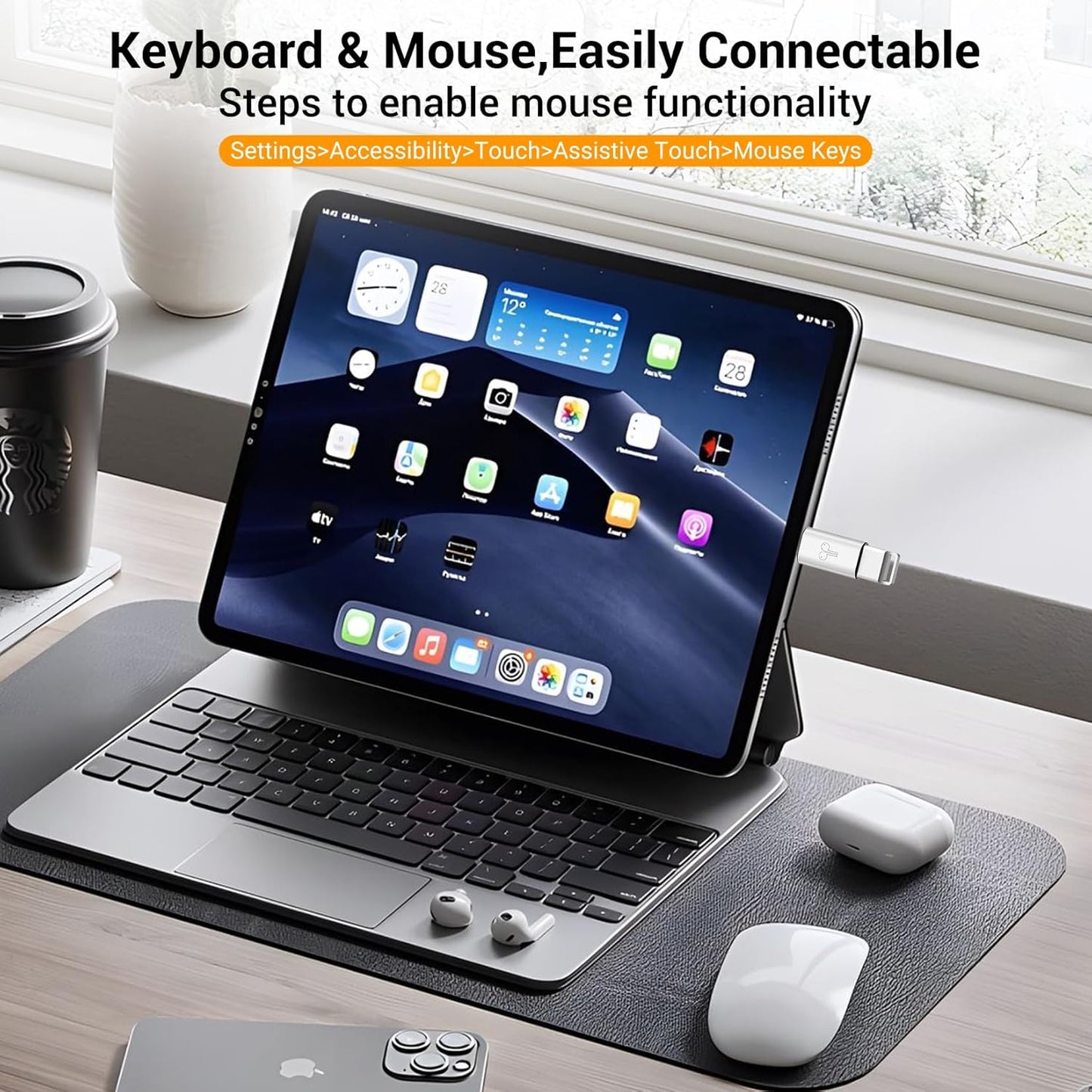 Temdan 4 Pack USB C to Lightning Adapter for iPhone 14 13 12 Pro Max/iPad Air/Airpods,Support Audio/OTG,20W PD Fast Charging,Lightning to Type C Charger Connector Cable,for iPhone 14 Accessories-White