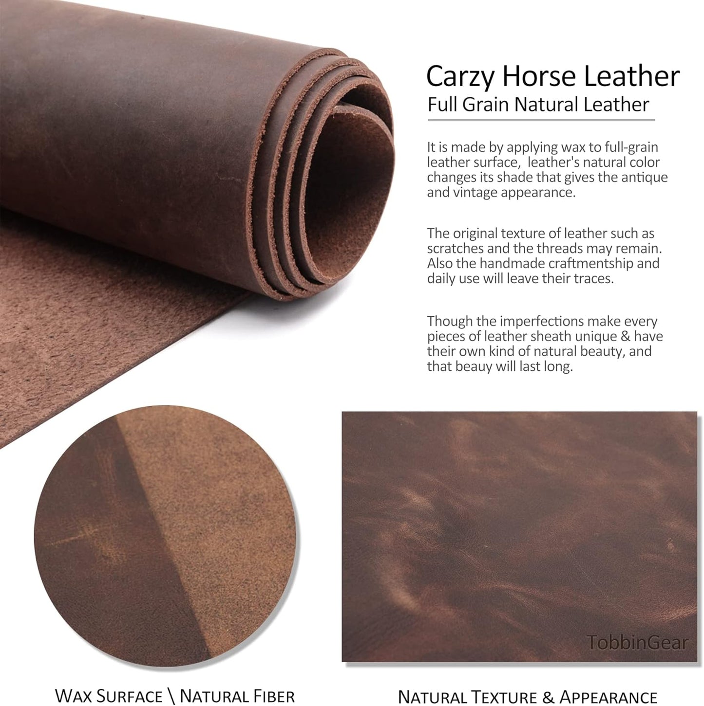 TobbinGear Leather Cell Phone Holster with Belt Clip, Universal Phone Holster for Men Belt Holder, Leather Case for iPhone, Samsung Galaxy Phones, Dark Brown, Large