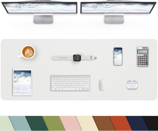 Large Leather Desk Pad Protector, Office Desk Mat,Mouse Pad, Non-Slip PU Leather Desk Blotter, Laptop Desk Pad, Desk Accessories for Office& Home (Ivory White, 55" x 24")