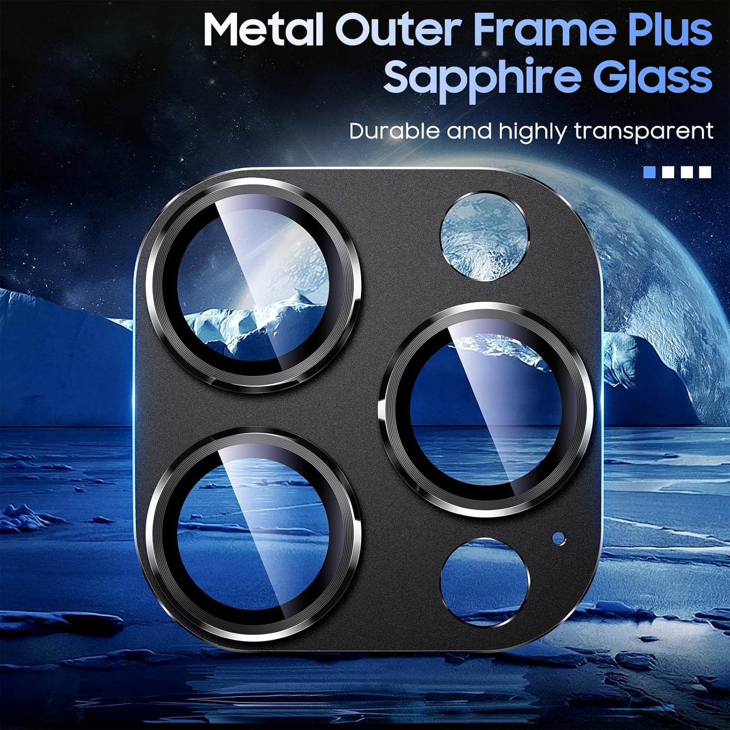 Uyiton for iPhone 13 Pro/iPhone 13 Pro Max Camera Lens Protector, [Strong Adsorption] [Drop Protection] Metal Ring Tempered Glass Rear Camera Screen Cover - Graphite