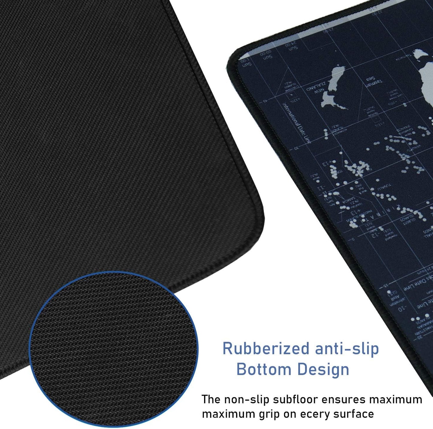 Gaming Mouse Pad, Large Extended Desk Mouse Pad, Non-Slip Spill-Resistant Mousepad with Special-Textured Surface, Anti-Fray Stitched Edges for Esports Pros Gamer Office - Map