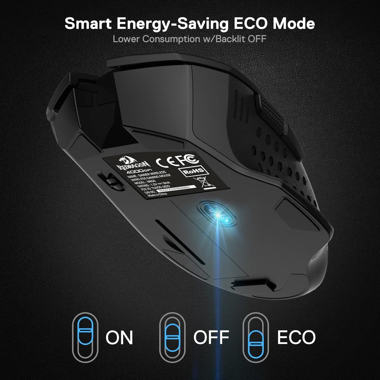 Redragon M656 Gainer Wireless Gaming Mouse, 4000 DPI 2.4Ghz Wireless Mouse w/ 5 DPI Levels, 7 Macro Buttons, Red LED Backlit & Pro Software/Drive Supported, for PC/Mac/Laptop