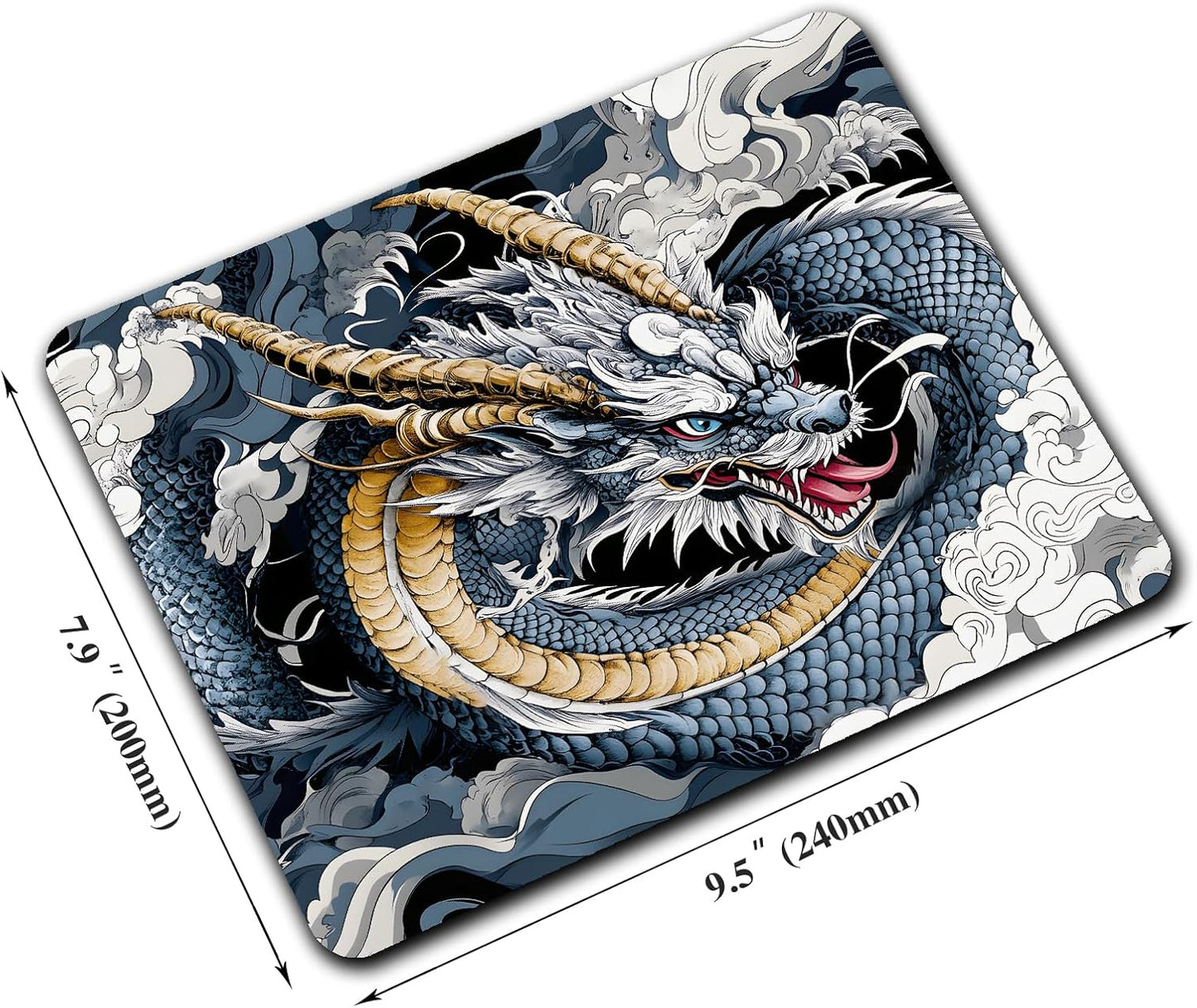 Japanese Anime Dragon Mouse Pads for Desk, Portable Wireless Computer Mouse pad Small Design with Women, Non-Slip Rubber Base Laptop Mousepad 9.5" x 7.9" Smooth Surface for Office & Travel