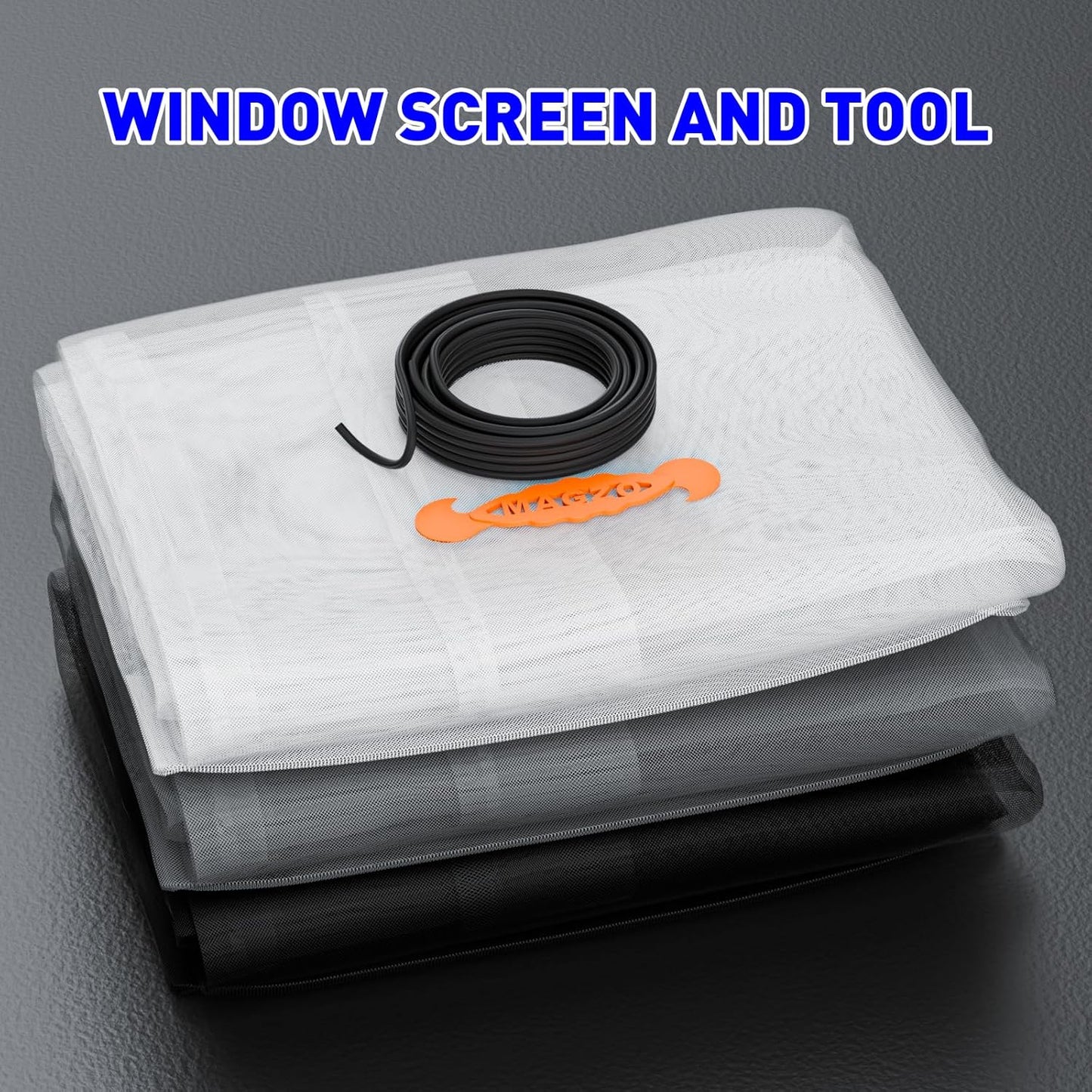 MAGZO Window Screen Replacement Mesh 36"W x 196"L - DIY Adjustable Polyester Pet Proof Screen Door Mesh for Patio Window Screen Repair Kit, Durable, Washable, Black