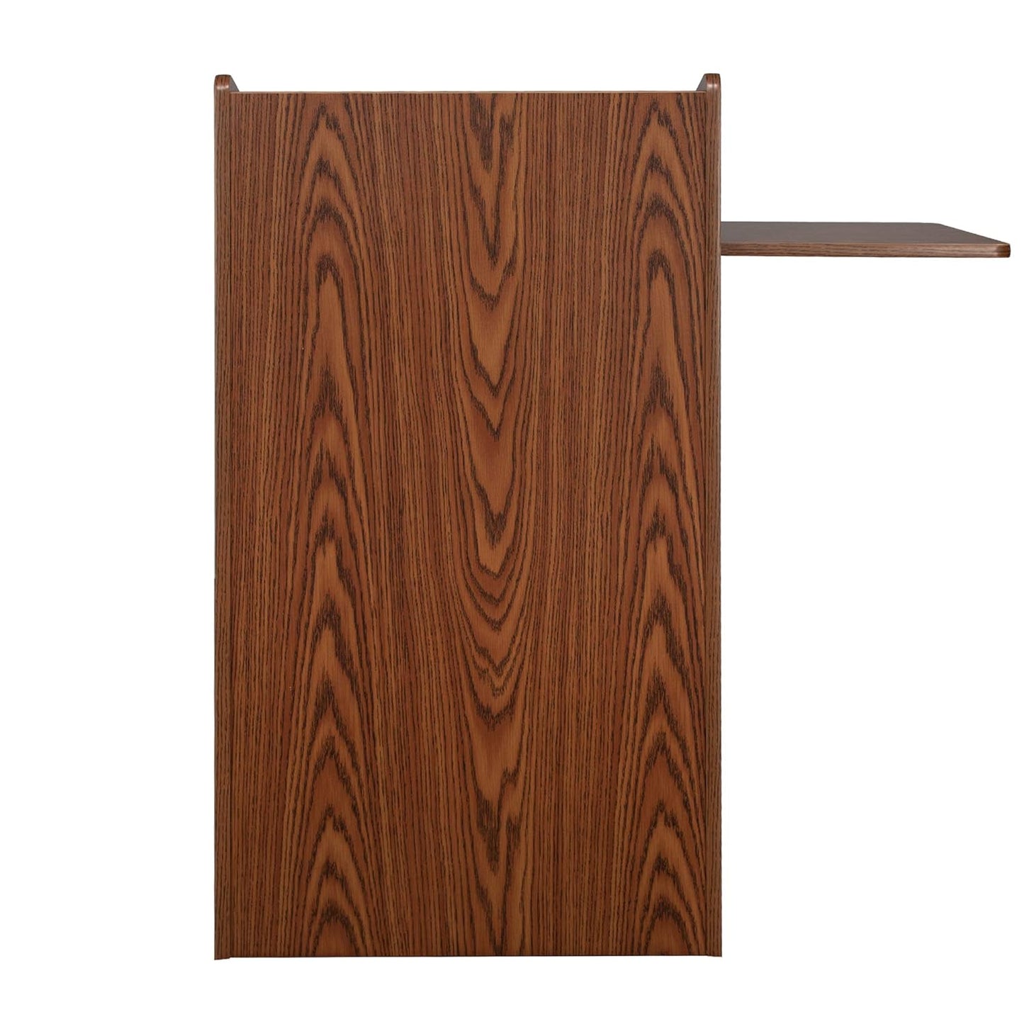 OEF Furnishings Mobile Floor Lectern with Side Shelf And Keyboard Tray, Medium Oak