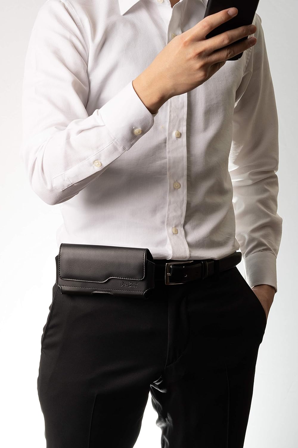 DeBin Case for Galaxy S25 Ultra S24 Ultra 5G, S24 FE, S23 Ultra, S22 Ultra, S21 Ultra, Note 20 Ultra - Cell Phone Belt Holster with Clip Pouch Holder Cover (Fits Samsung Phone with Case on) Black