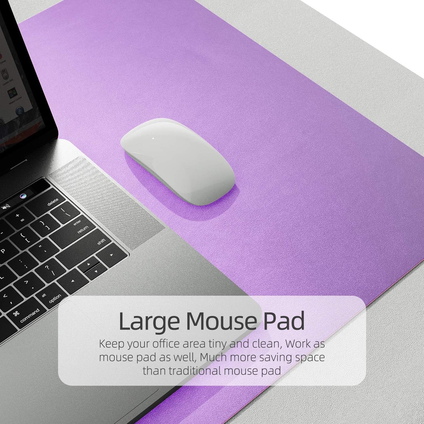 YSAGi Desk Mat, Waterproof Mouse pad for Desk, Leather Desk Pad Large for Keyboard and Mouse,Dual-Sided Mouse Mat for Office (35.4" x 17", Aconite Violet+Eosine Pink)