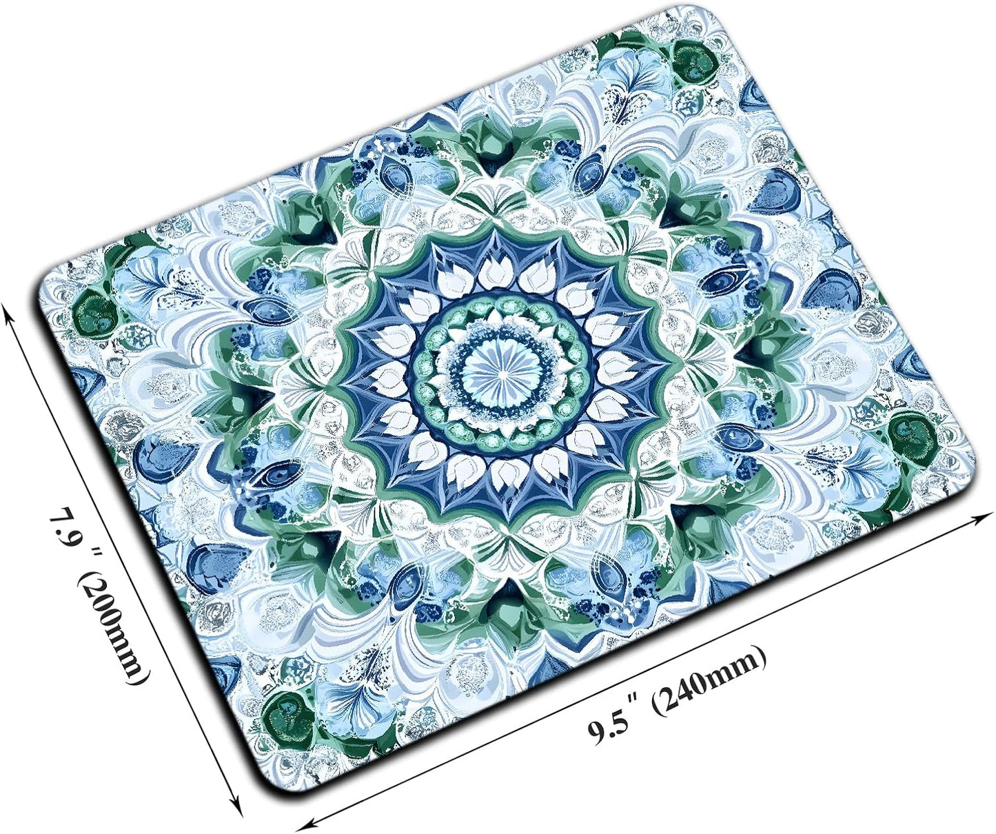 Mouse Pad, Cute Aesthetics Mandala Pattern Mouse Pads for Desk, 9.5" x 7.9" Non-Slip Rubber Base Computer Mousepad with Women, Portable Square Design for Wireless Mouse and Pad Laptop Office & Travel