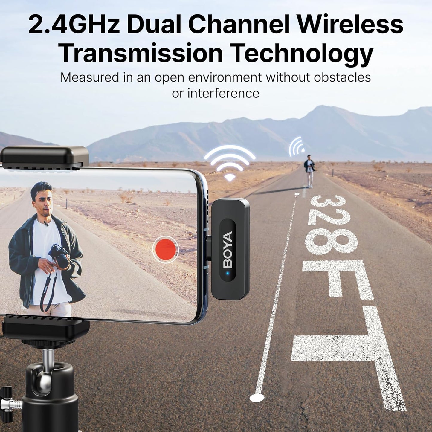 BOYA BY-V20 USB-C Wireless Microphone for Android Type-C,iPhone 16/15,328FT Los Range,9H Battery,Noise Reduction Mini Wireless Lavalier Lapel Mics for Interview YouTube TikTok(2TX+1RX)