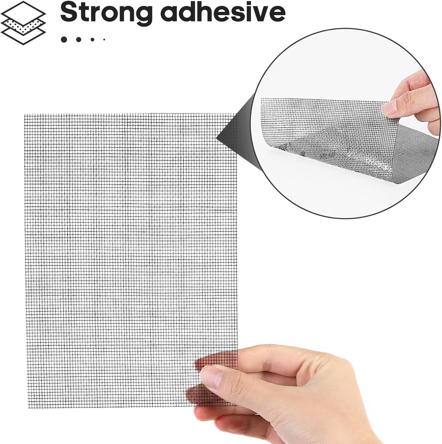 5" x 7" Black/Grey Screen Repair Kit, 6 PCS Window Screen Patch Repair Tape for Mesh Window Door, Strong Adhesive Fiberglass Mesh Pacth Tape