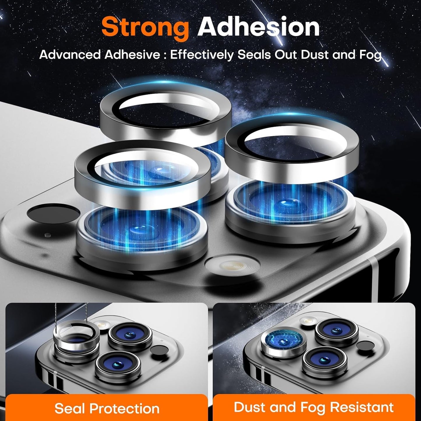 Camera Lens Protector for iPhone 16 Pro Max/16 Pro/15 Pro Max/15 Pro/14 Pro Max/14 Pro, Sapphire Glass Metal Individual Camera Cover Screen, Anti-drop, Scratch Resistant, Case Friendly- White Titanium