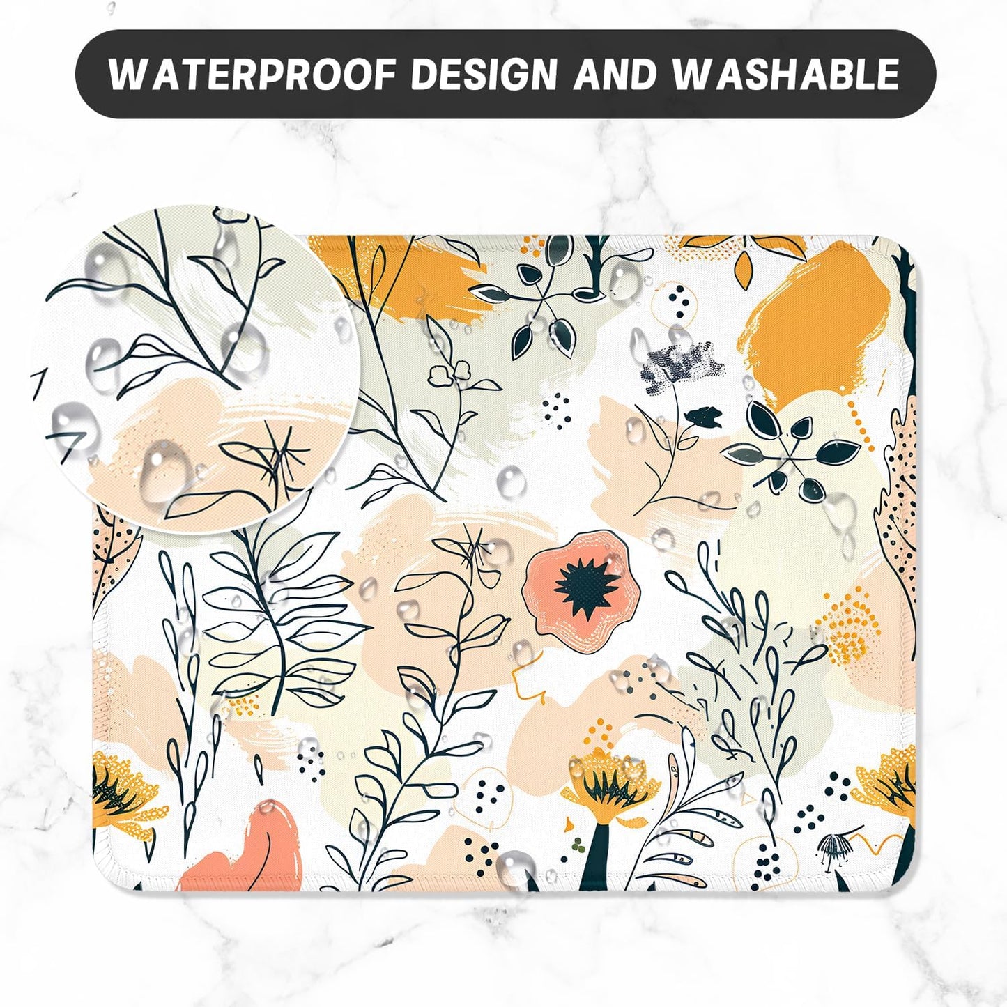 ITNRSIIET Mouse Pad with Stitched Edge Premium Textured Smooth Precise Operation Waterproof Washable Non-Slip Rubber Base Desktop Protection Mat, 10.2×8.3×0.12 inches, Beautiful Flowers