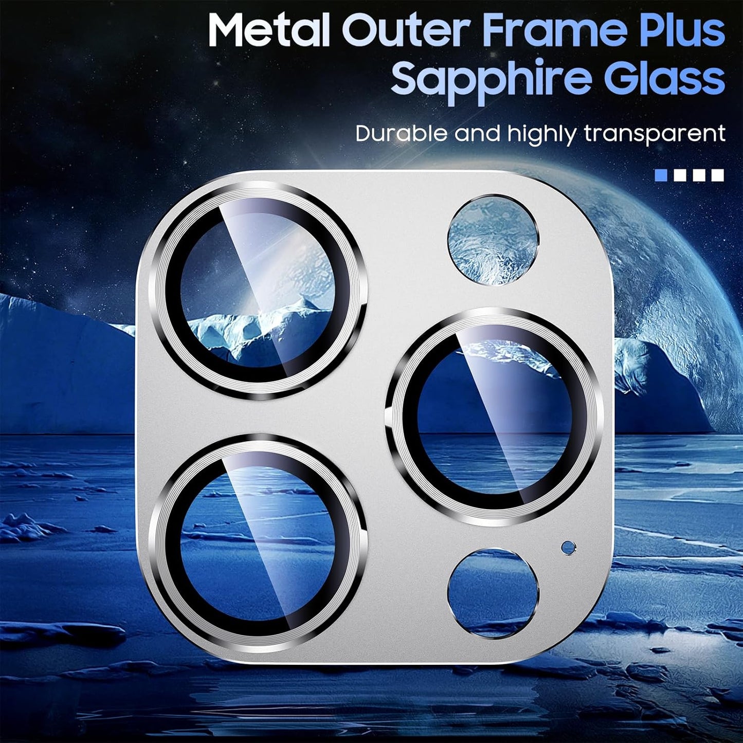 Uyiton for iPhone 13 Pro/iPhone 13 Pro Max Camera Lens Protector, [Strong Adsorption] [Drop Protection] Metal Ring Tempered Glass Rear Camera Screen Cover - Silver