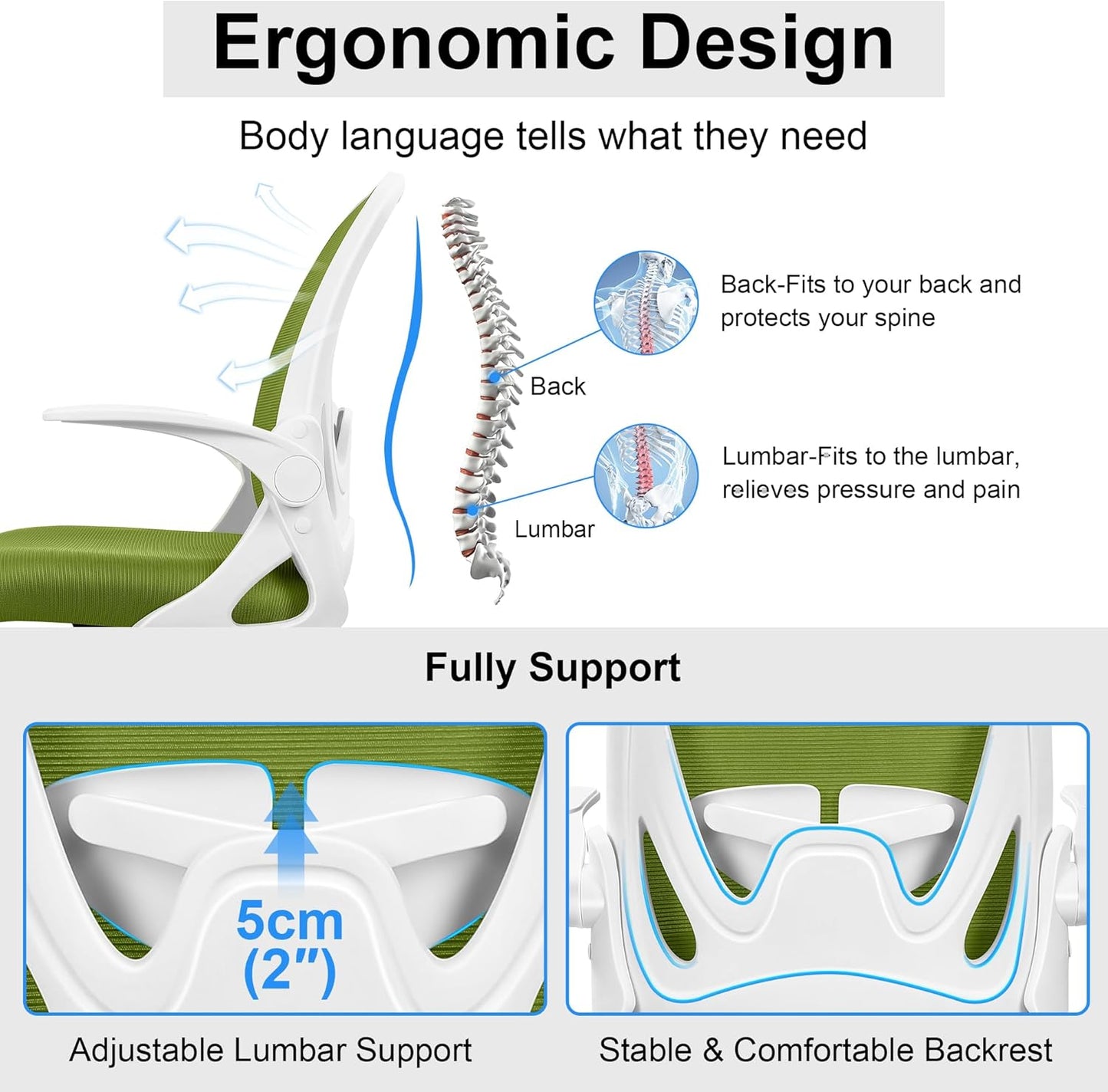 Primy Drafting Chair Tall Office Chair with Flip-up Armrests Executive Ergonomic Computer Standing Desk Chair with Lumbar Support and Adjustable Footrest Ring (AvocadoGreen)