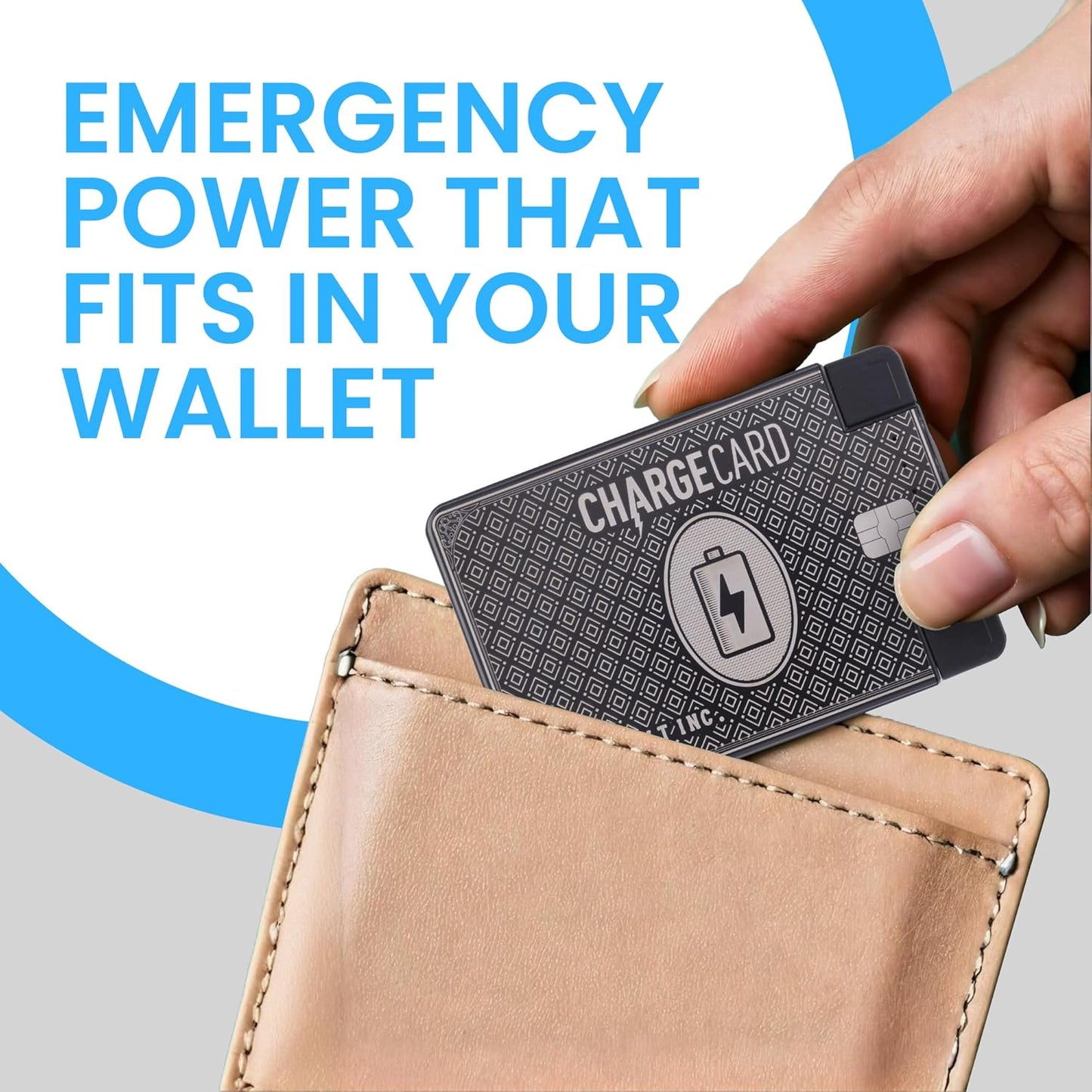 AquaVault ChargeCard – Ultra Slim Emergency Power Bank (2300mAh) – Fits in Wallet – USB-C & Micro-USB – Durable Steel Body – Flight-Safe Pocket Charger for iPhone 16/15/14/13/12, Android - (Black)