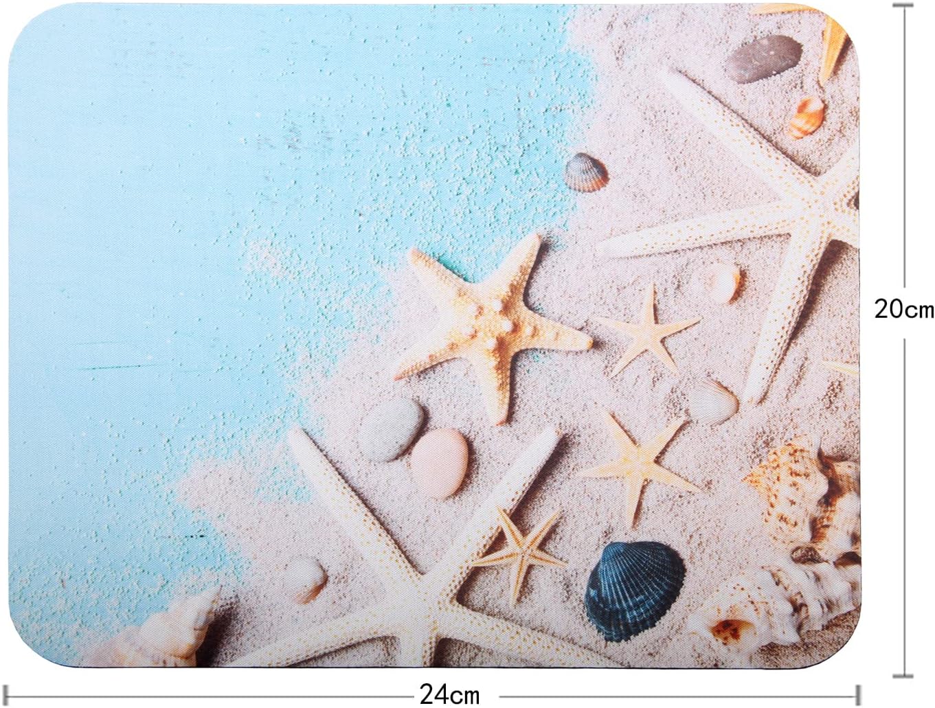 Mouse Pad, Gaming Mouse Pad, Non-Slip Rubber Base Mouse Mat with Designs for Laptop, Computer & Office, 9.5 x 7.9 x 0.12 inches (Starfish on Beach)