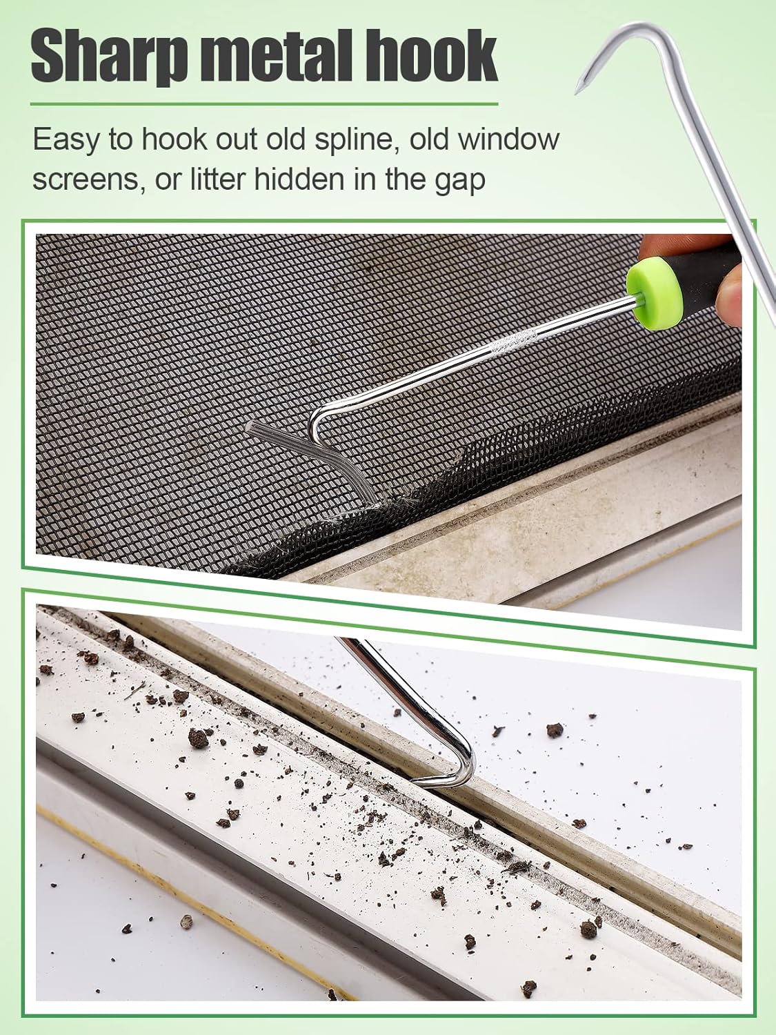 Screen Repair Kit - 3 in 1 Screen Tools Including Screen Roller Screen Spline (32 ft) Removal Hook and Instruction for Replacing & Installing Door Window Screens